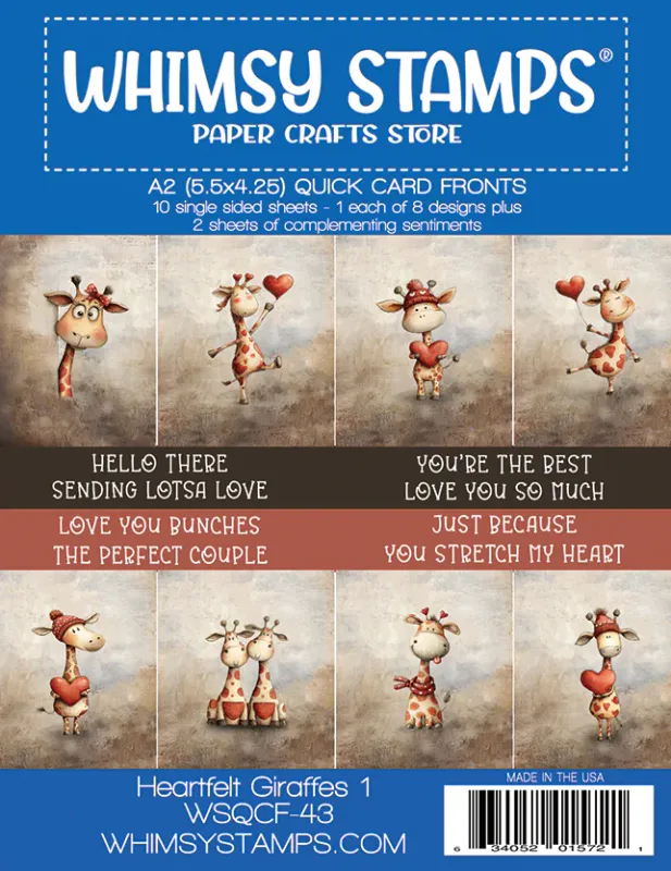 Quick Card Fronts - Heartfelt Giraffes 1 - Whimsy Stamps