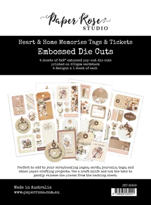 Heart &amp; Home Memories Tags and Tickets Embossed Die Cuts - Paper Rose
