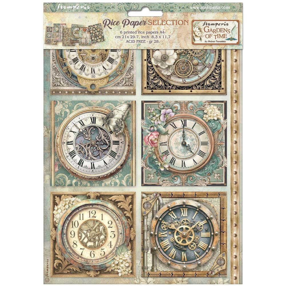 Gardens of Time Selection 6pk A4 - Stamperia