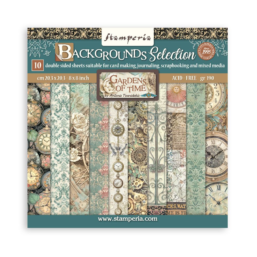 Gardens of Time Background 8x8 - Stamperia