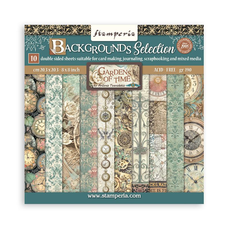 Gardens of Time Background 8x8 - Stamperia