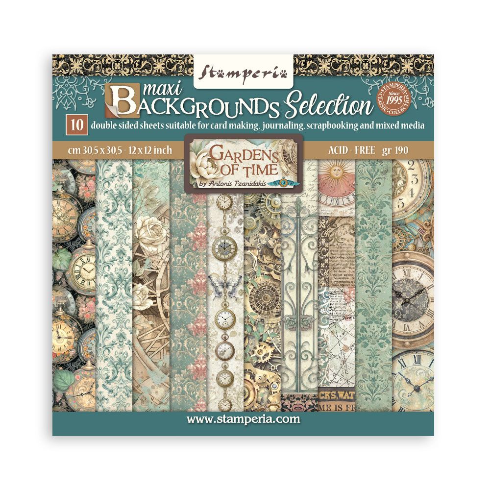 Gardens of Time Background 12x12 - Stamperia