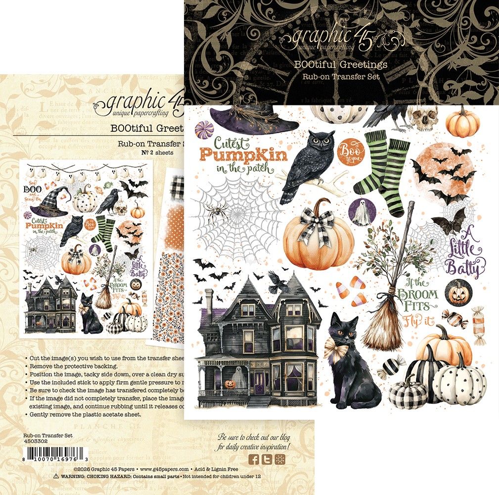 BOOtiful Greetings - Graphic 45 Rub-On Transfers