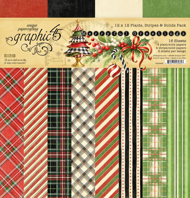 Merry-ful Greetings - Graphic 45 12x12 Plaids &amp; Stripes