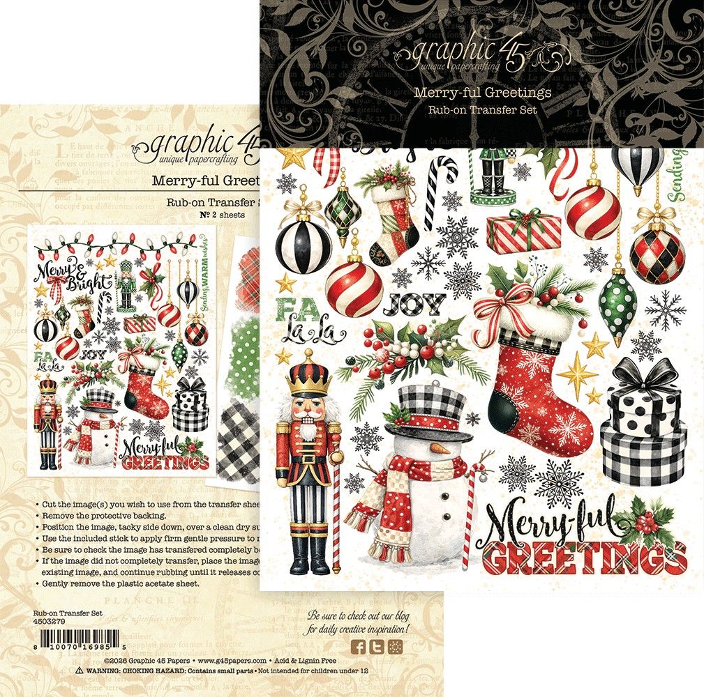 Merry-ful Greetings - Graphic 45 Rub-On Transfers