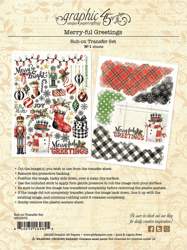 Merry-ful Greetings - Graphic 45 Rub-On Transfers