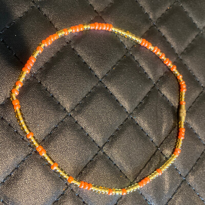 Gold And Peach Anklet 10 3/4 Inches
