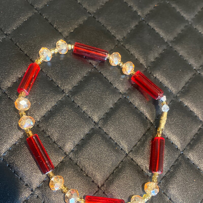 Red Bar Anklet 10.5 Inches