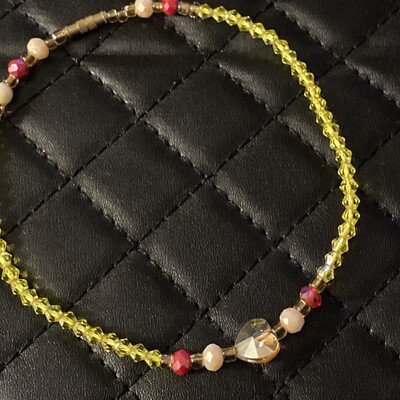 Yellow Heart Anklet 11 3/4