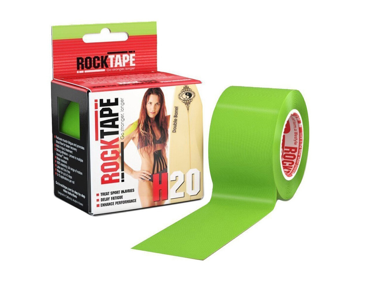 RockTape H2O, 5см×5м, лаймо-зеленый