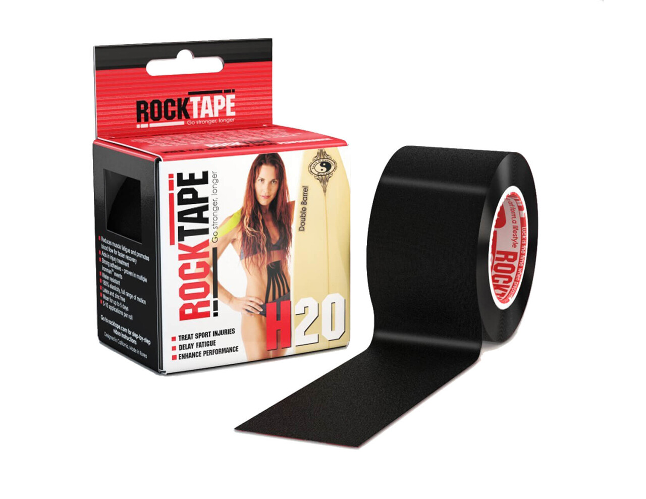 RockTape H2O, 5см×5м, черный
