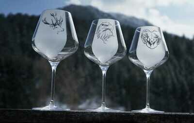 Weinglas- Set ,,Tiere der Alpen,,