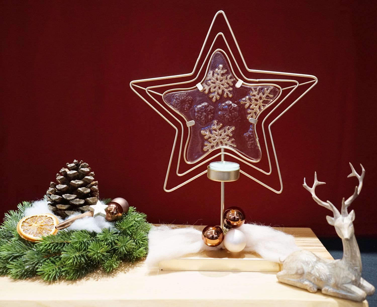 Teelicht mit integrierten Glasstern