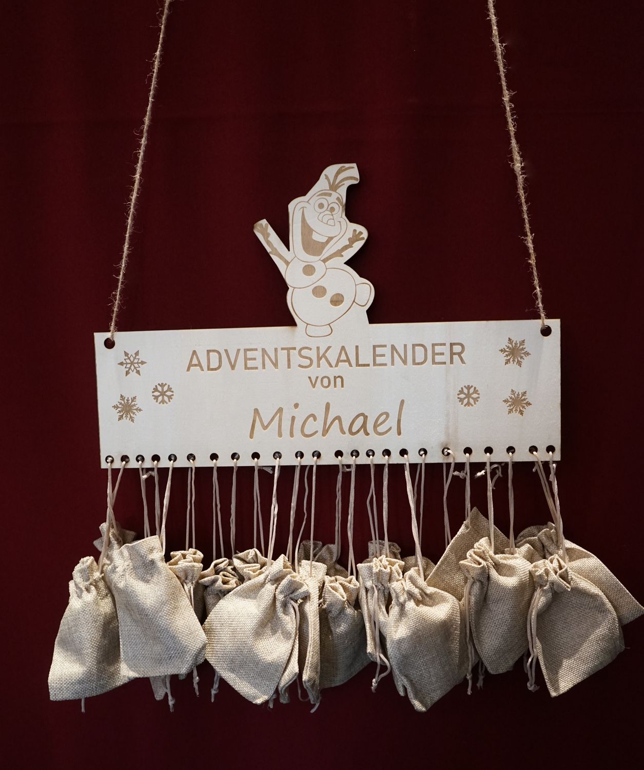 Adventskalender quadratisch mit Säckchen