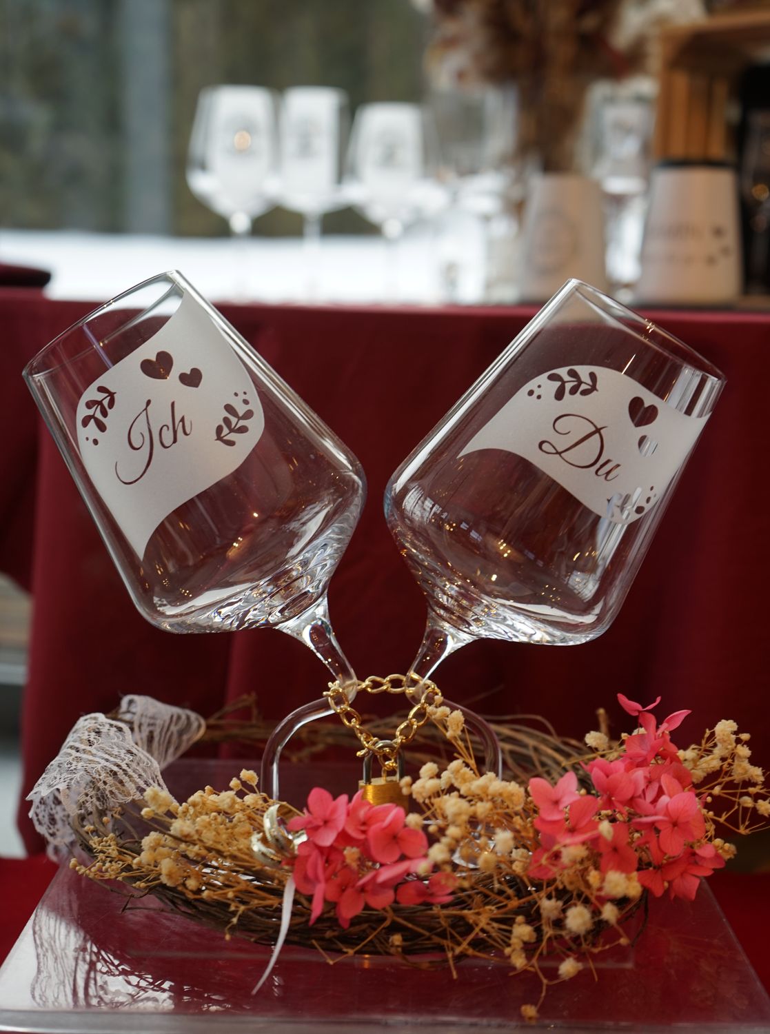 Weinglas-Set ,,ICH,, ,,DU,,