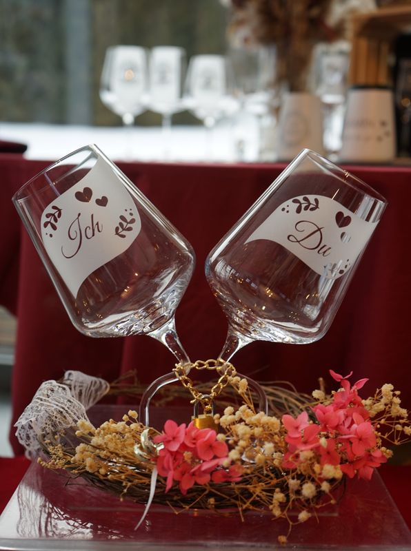 Weinglas-Set ,,ICH,, ,,DU,,