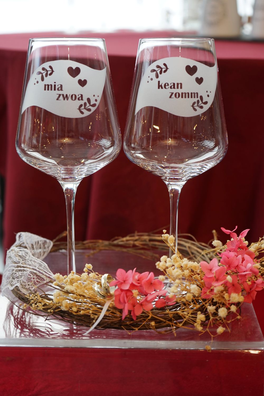 Weinglas-Set ,,mia zwoa kean zomm,,