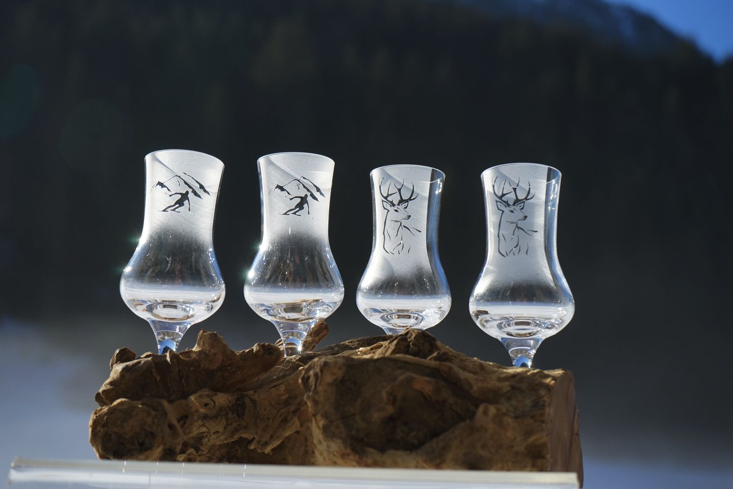 Wurzel mit vier Gläser