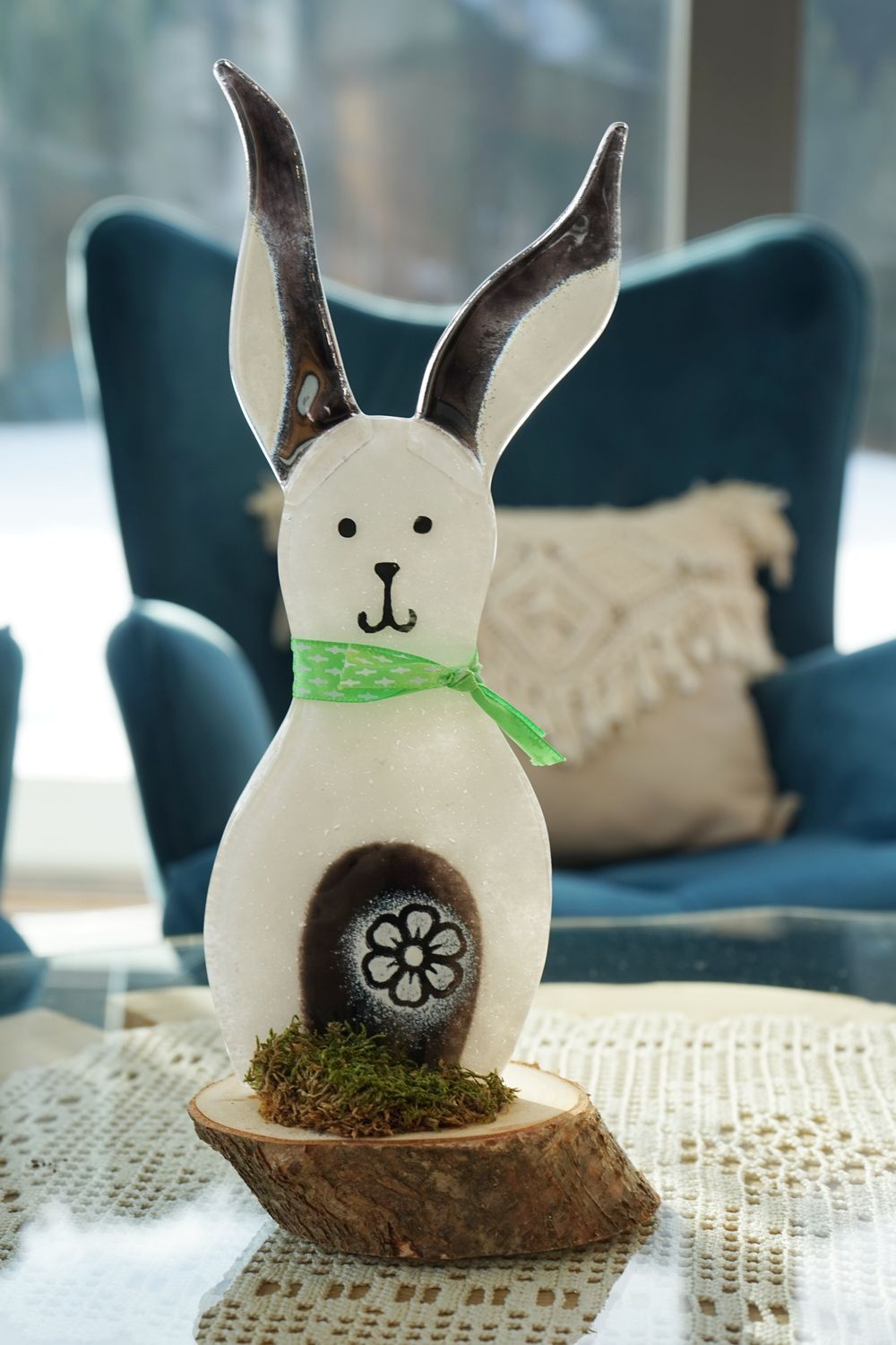 Glasdeko-Hase groß