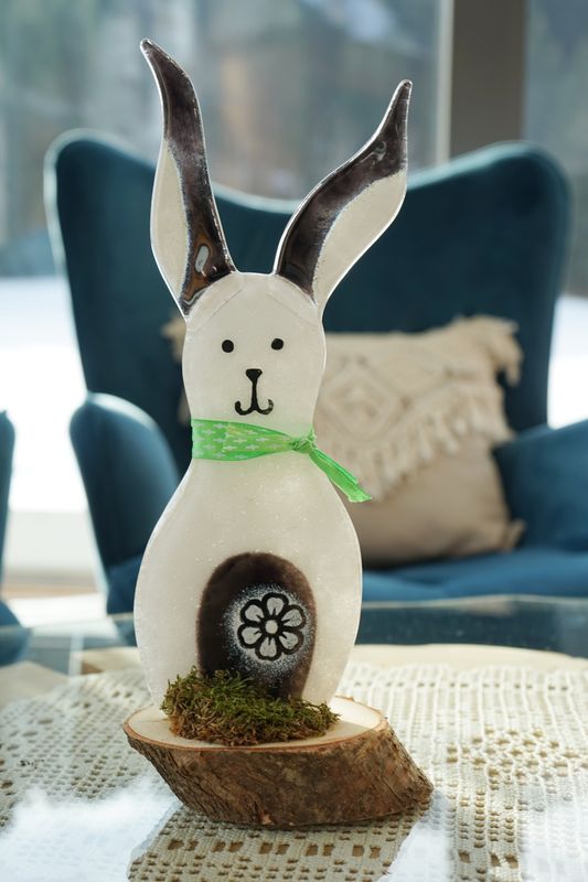 Glasdeko-Hase groß