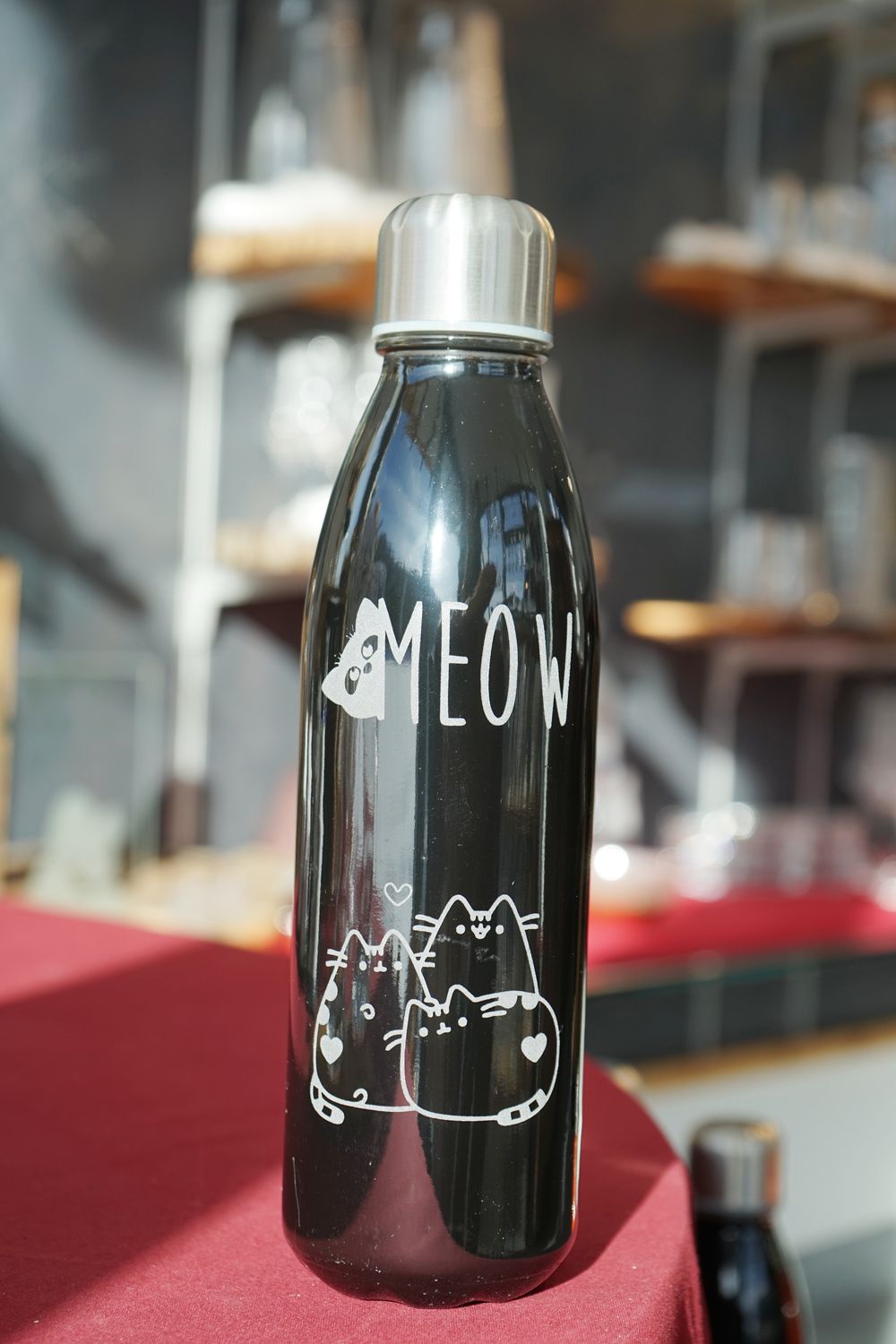 Glastrinkflasche Meow