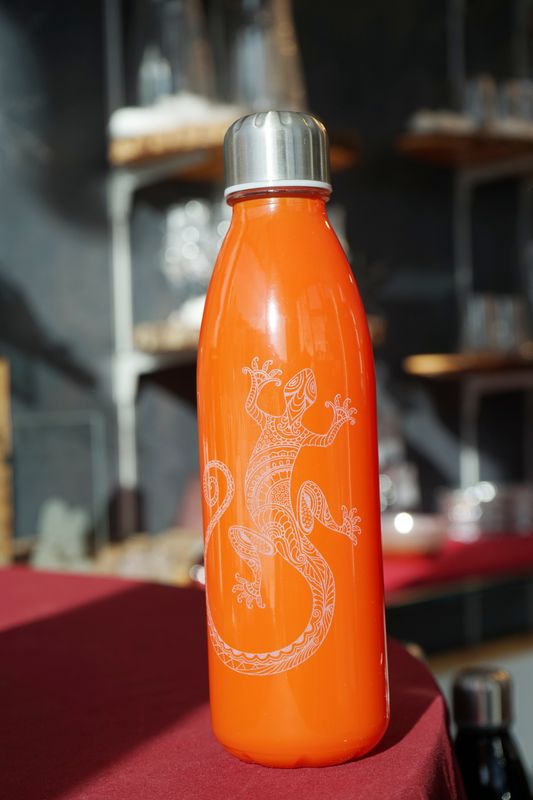 Glastrinkflasche Salamander