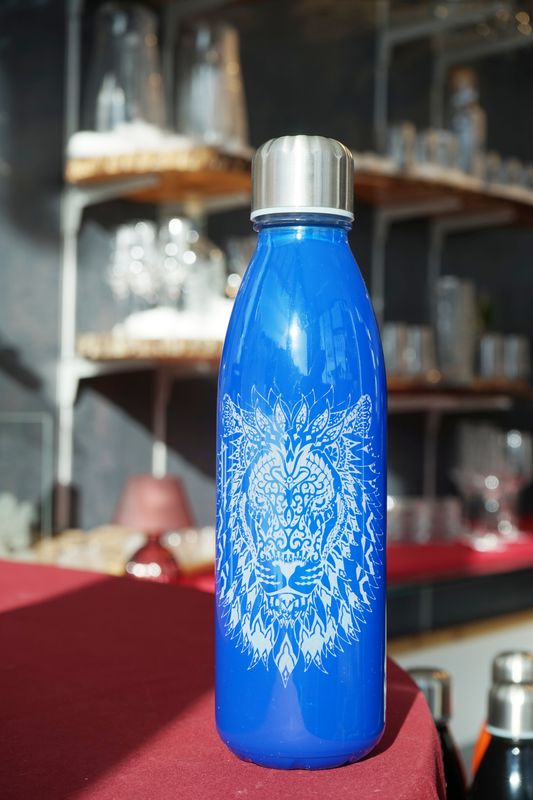 Glastrinkflasche Löwe