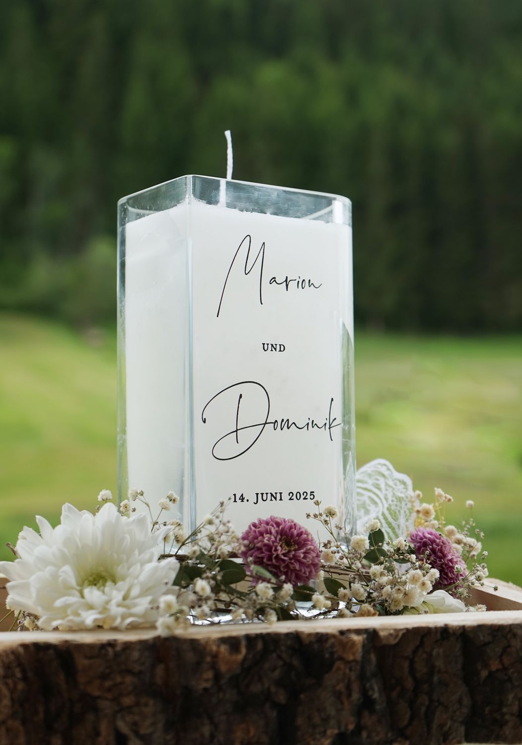 Hochzeitskerze ,,klein,, mit Namen