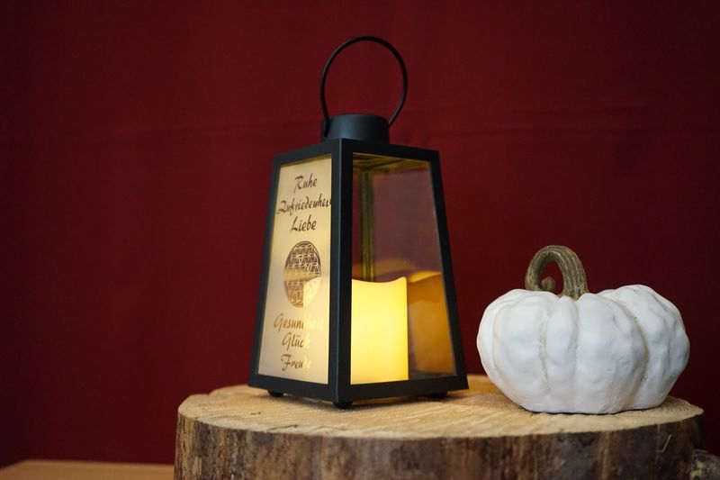 Mini-Laterne ,,Lebensblume mit Wörter,,