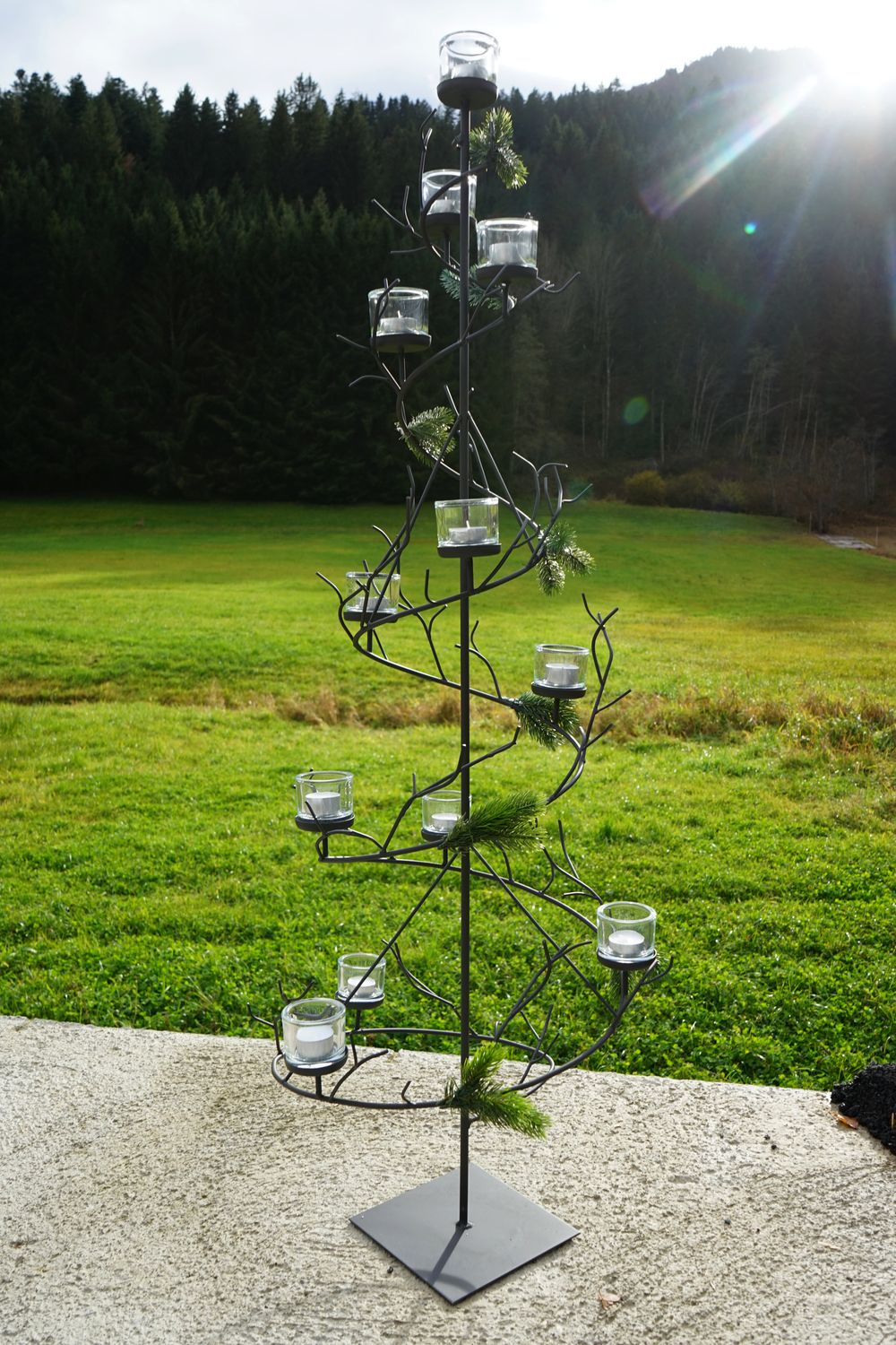 Metall- Christbaum mit Teelichter