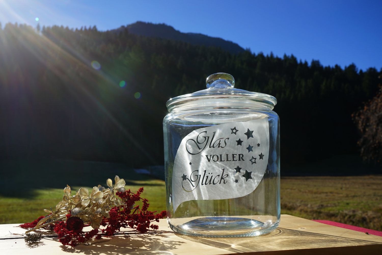 Keksdose groß ,,Glas voller Glück,,