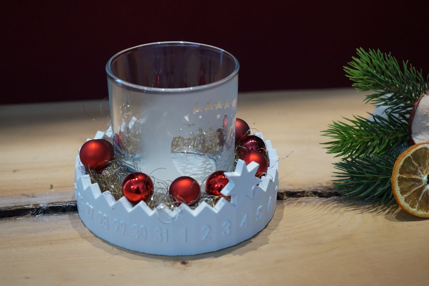 Teelichthalter mit Adventskalender