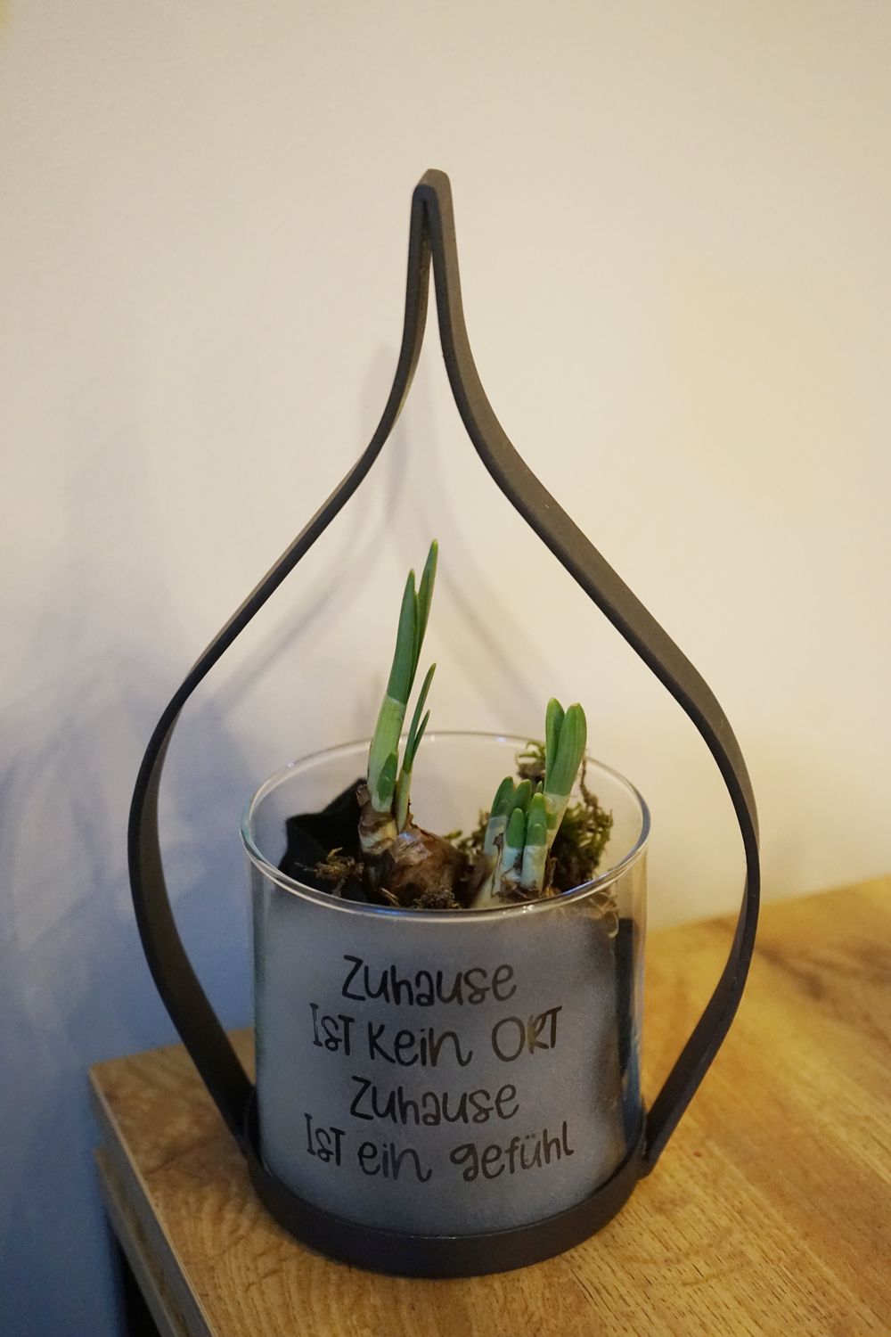 frühlingshaftes Windlicht ,,Zuhause,,