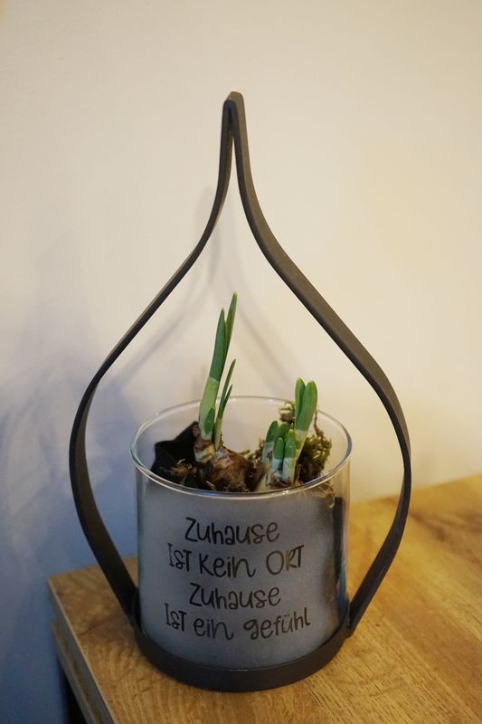 frühlingshaftes Windlicht ,,Zuhause,,