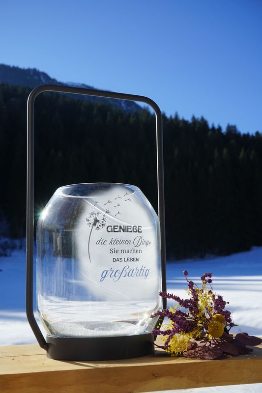 Windlicht ,,Genieße die kleinen Dinge,,