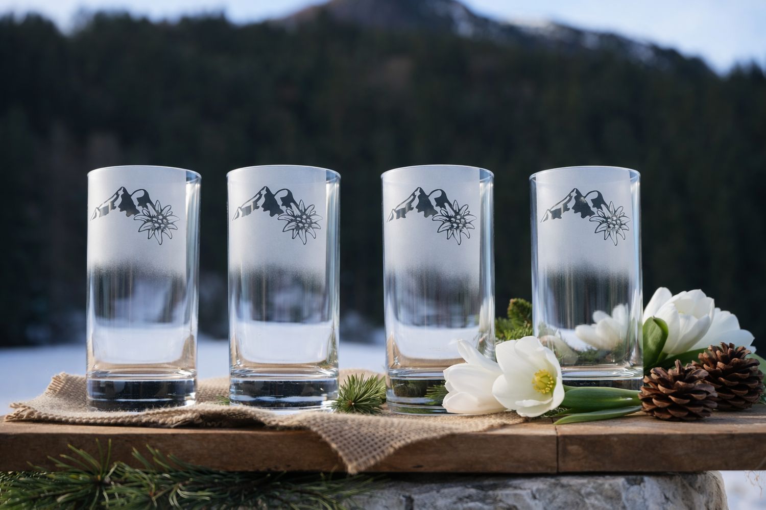 Trinkglas Set Edelweiß