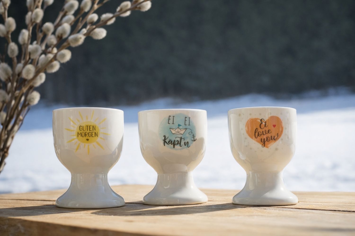 Eierbecher mit Spruch