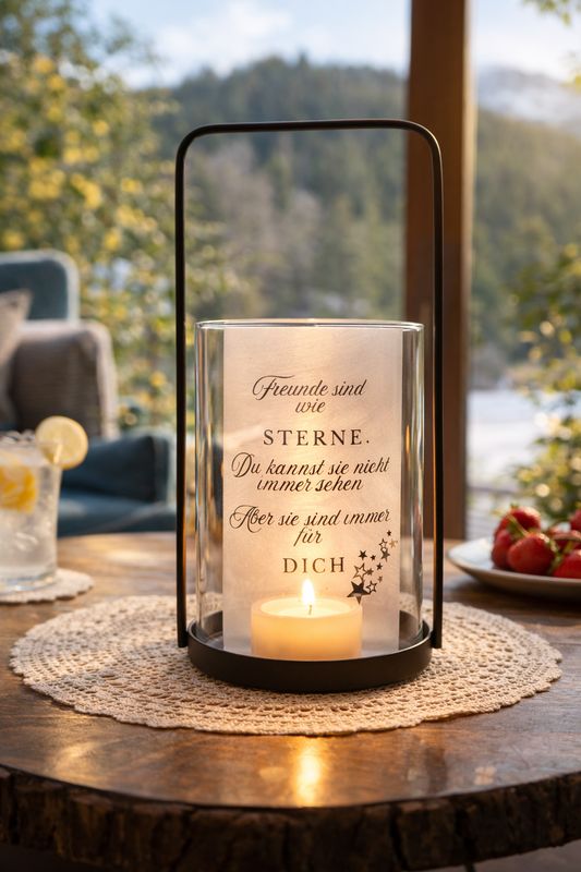 Windlicht mit Freundschaftsspruch