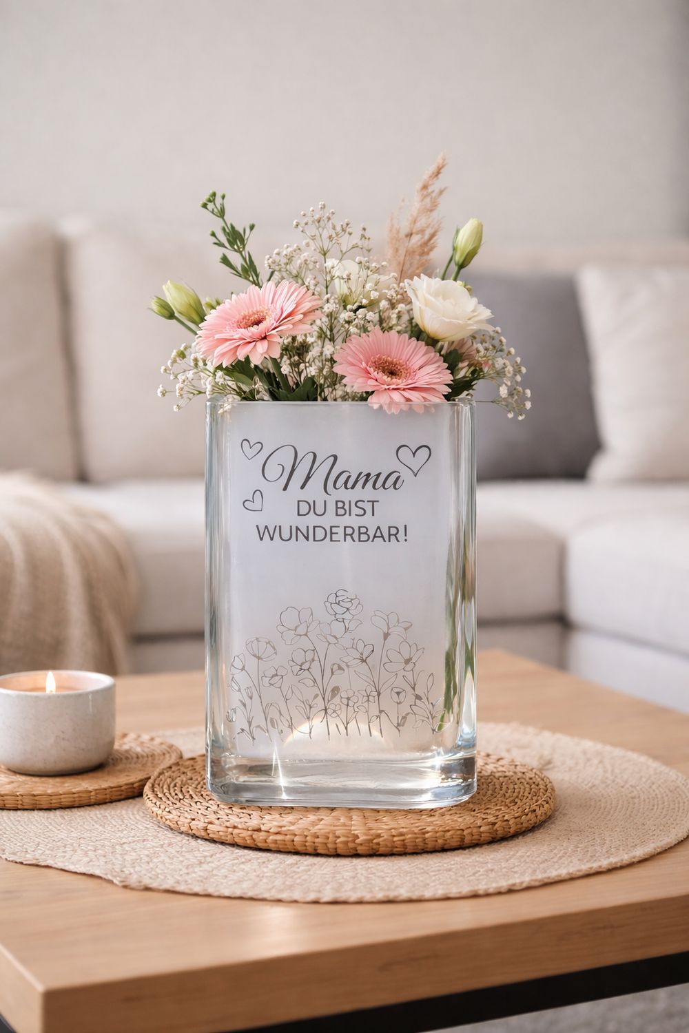 Vase groß ,,Mama du bist wunderbar,,