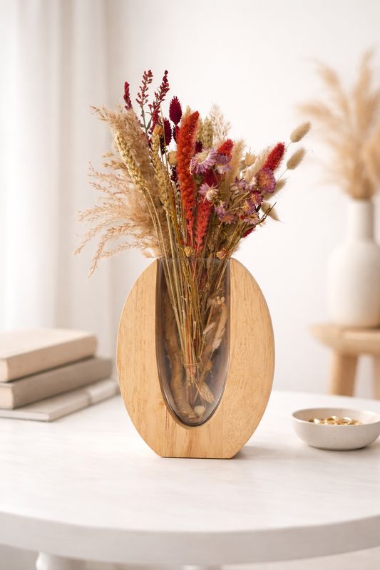 Vase Holz-Glaskombination