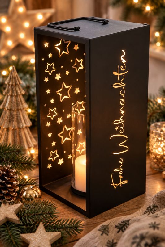 Windlicht ,,Frohe Weihnachten,,