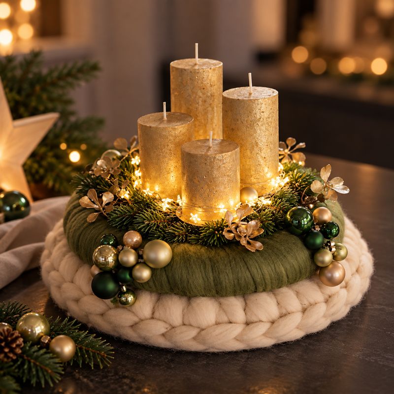 Adventskranz Merinowolle