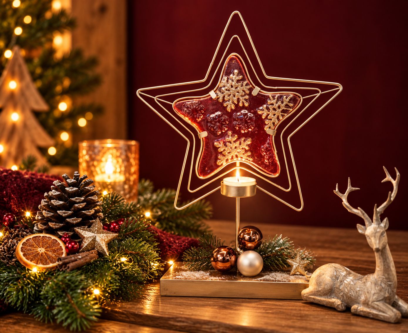 Weihnachtsstern Teelichthalter