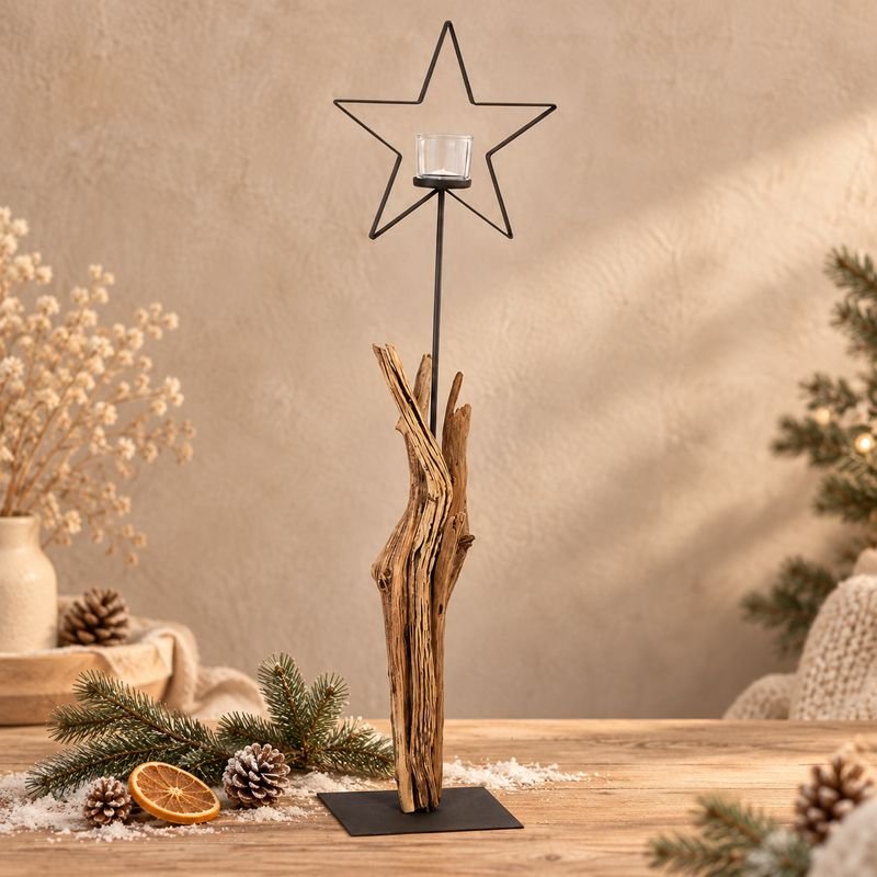Sternsäule auf Teakholz ,,groß,,