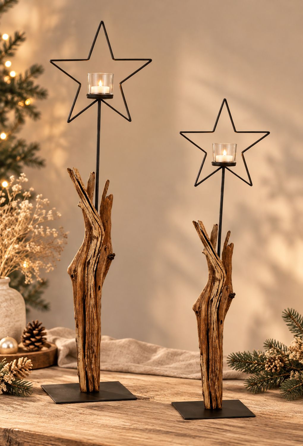 Sternsäule auf Teakholz ,,klein,,