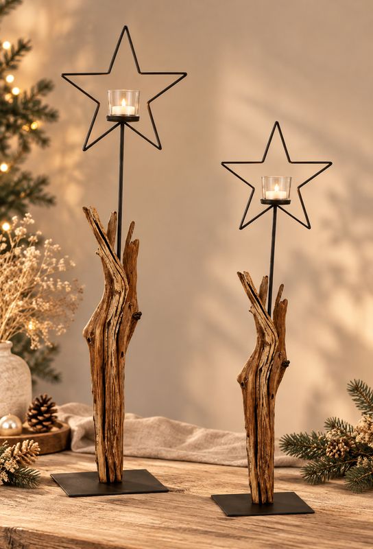 Sternsäule auf Teakholz ,,klein,,
