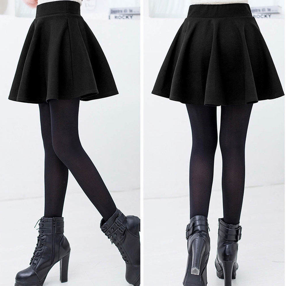Flared pleated mini skirt