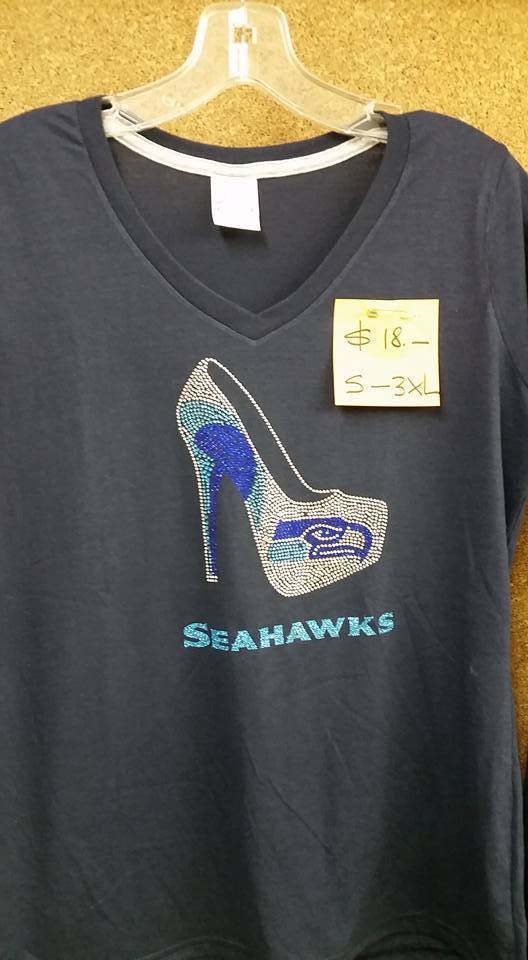 Vee Neck T Shirt - Rhinestone Heel