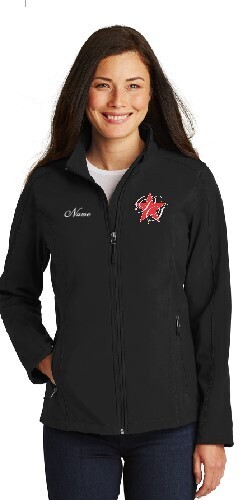 Ladies Black/Red Soft Shell