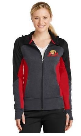 Ladies Tech Fleece Colorblock Full-Zip Hooded Jacket.